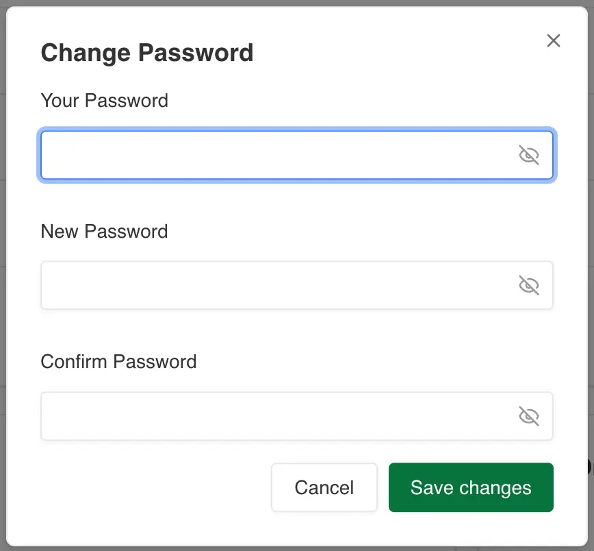 User Change Password Dialog